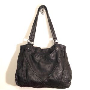 Perlina Black Leather Satchel/Shoulder Bag